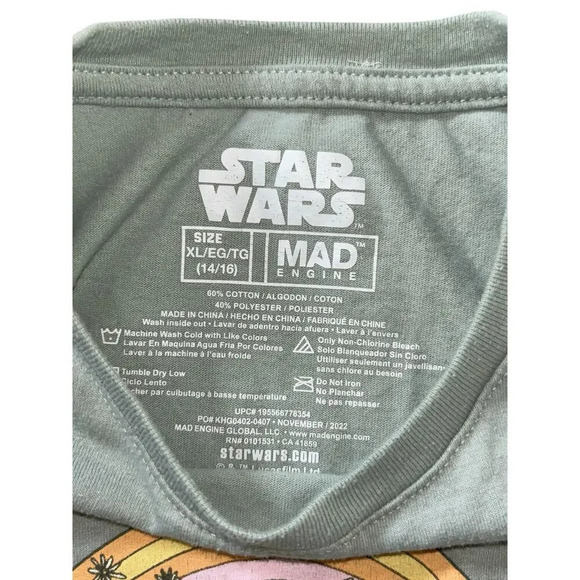 Star Wars Girls Yoda "Be Kind" Tank Top Green Sleeveless Size XL 14/16 - Picture 3 of 6